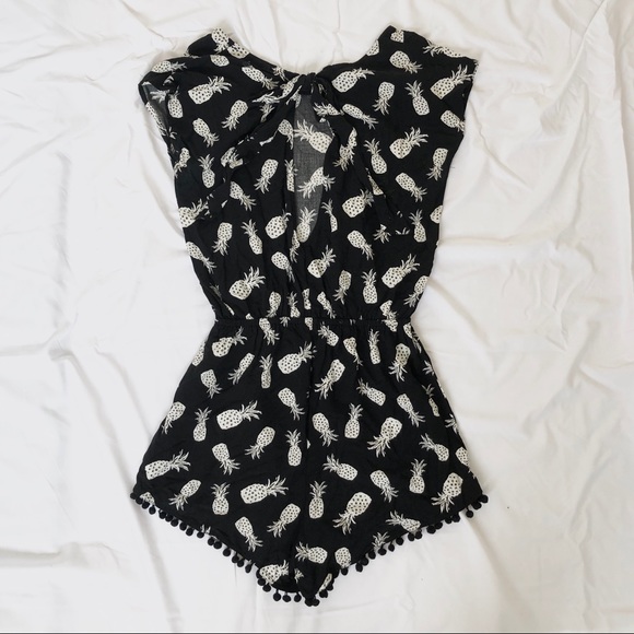 Pineapple Romper Black/White Cut-Out Back - Picture 2 of 7